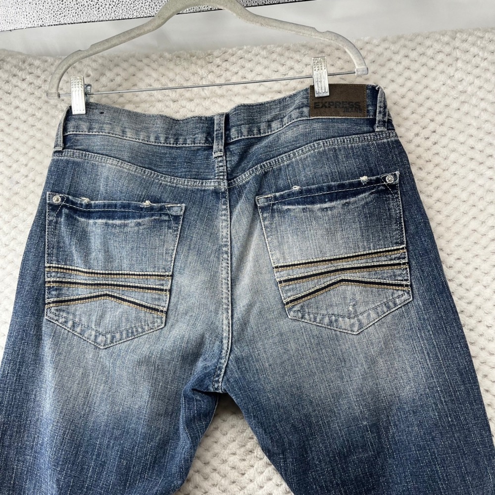 Express Slim Jeans Low Rise Straight Leg Rocco Wash Denim‎ Mens Size 33x32